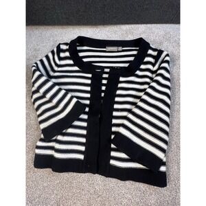 Croft & Barrow Womens PL Black And White Cardigan Sweater W Button